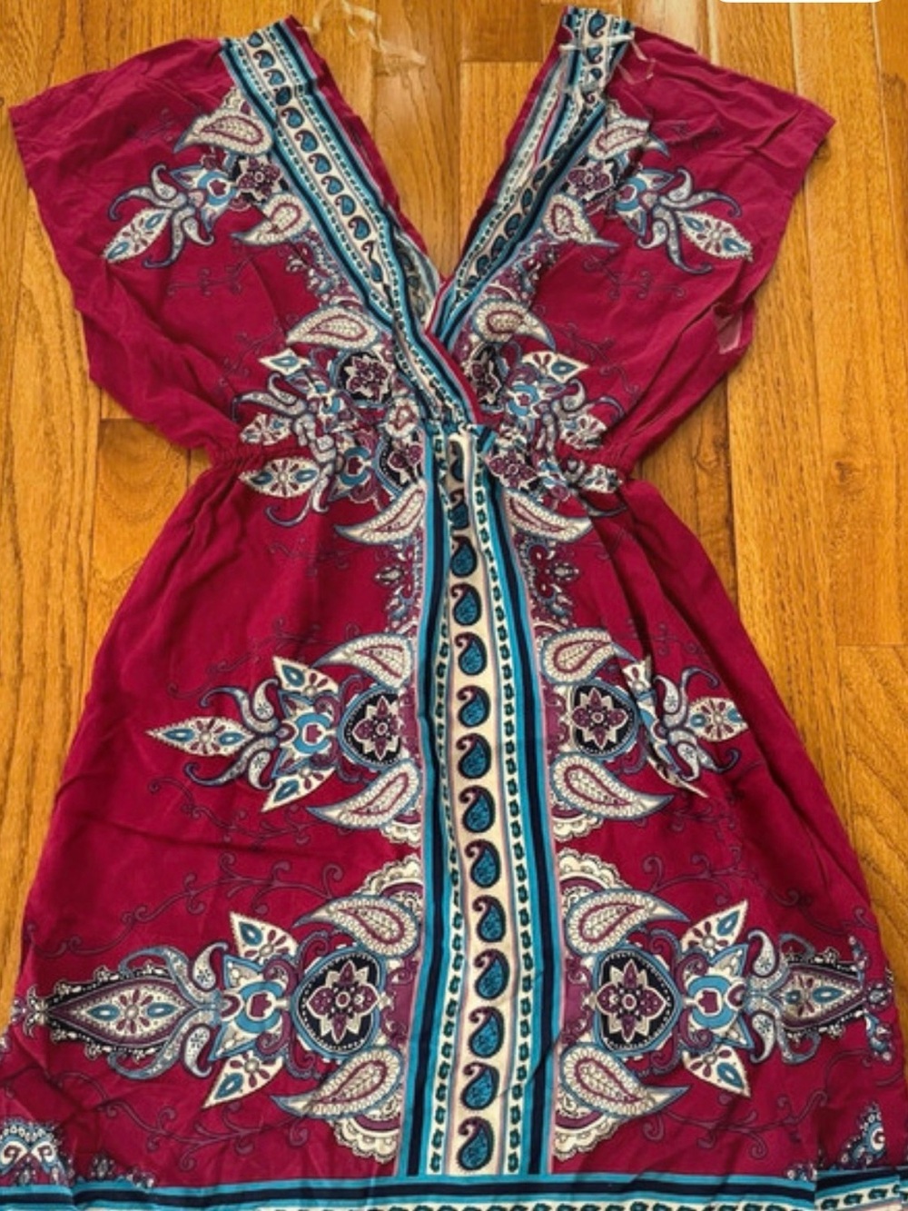 Rue21 Burgundy/Purple Paisley V-Neck Fit & Flare Dress